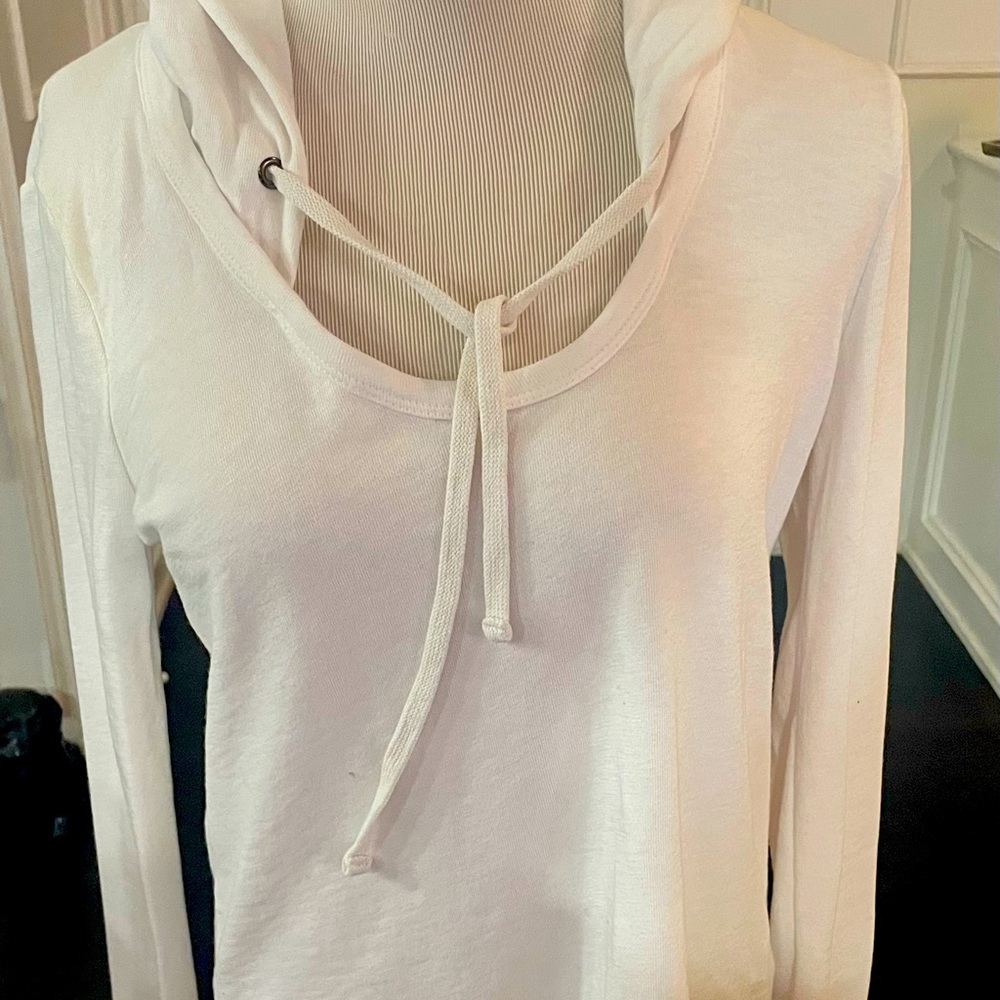 Standard James Perse white long sleeve mid weight hoodie.